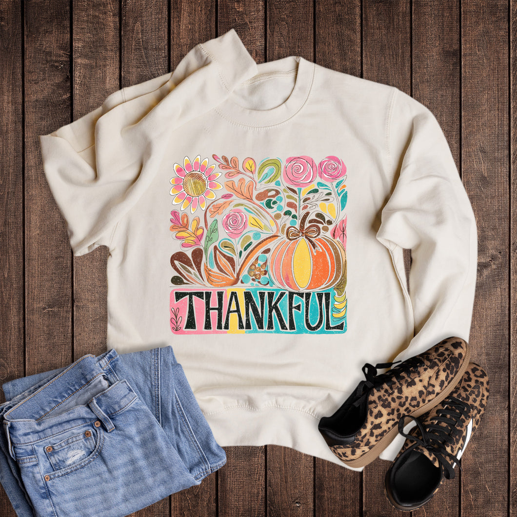 Floral Thankful Pumpkin Sweatshirt