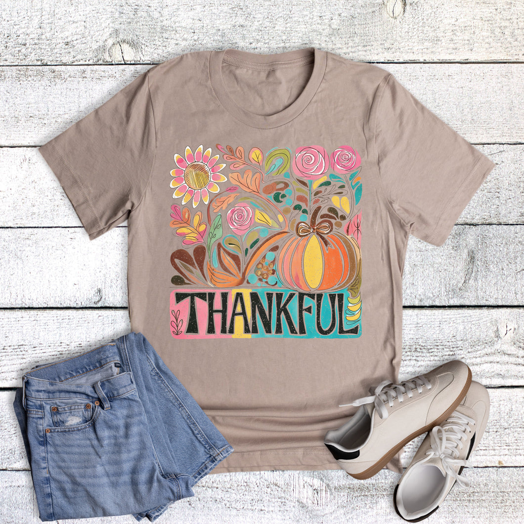 Floral Thankful Pumpkin
