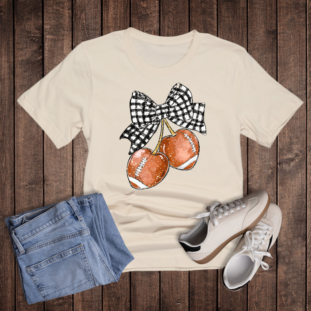 Football Cherries Check Bow