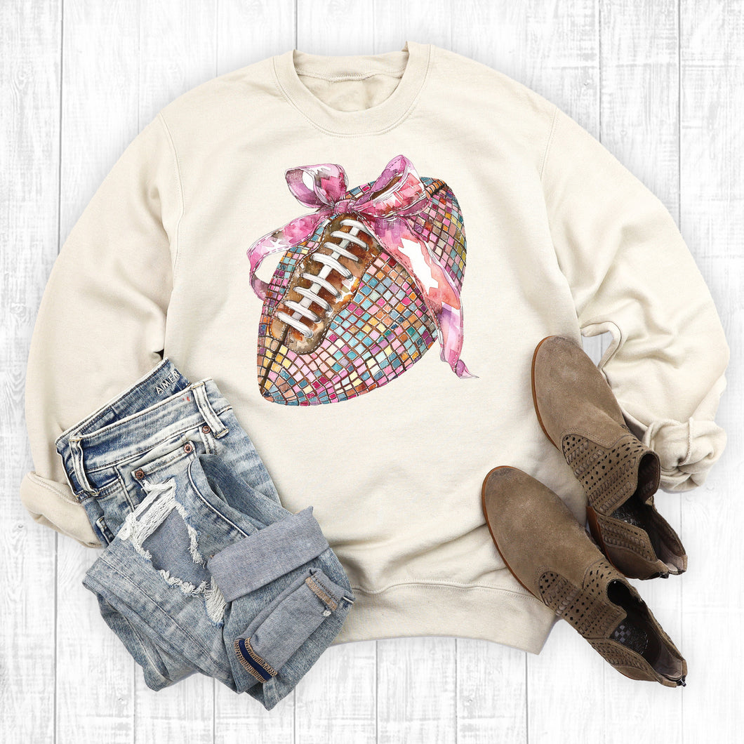 Football Disco Coquette Bow Sweatshirt