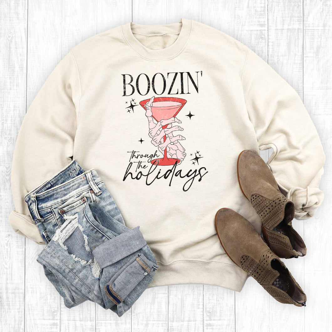 Funny Boozin Through The Holidays Sweatshirt