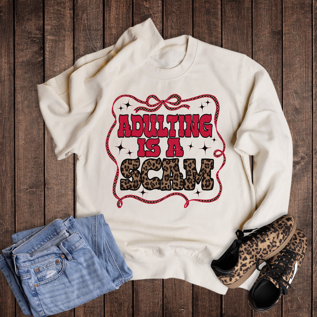 Funny Leopard Adulting is a Scam Sweatshirt