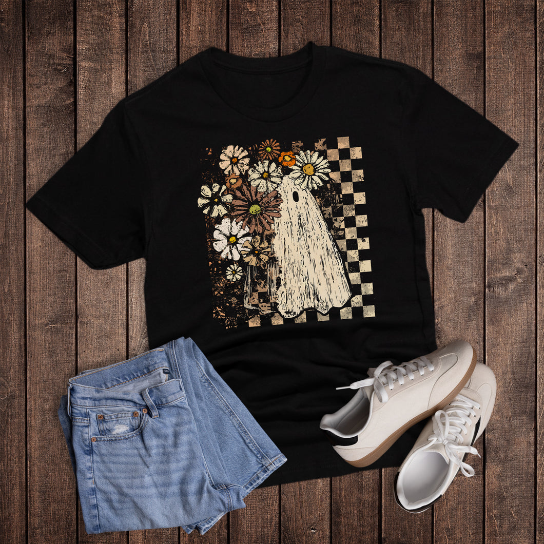 Halloween Boho Checkered Ghost