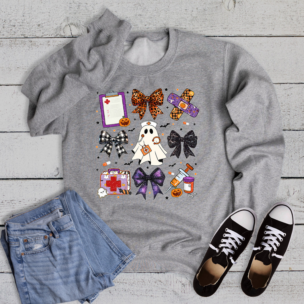 Halloween Coquette Nurse Collage Graphic Sweatshirt