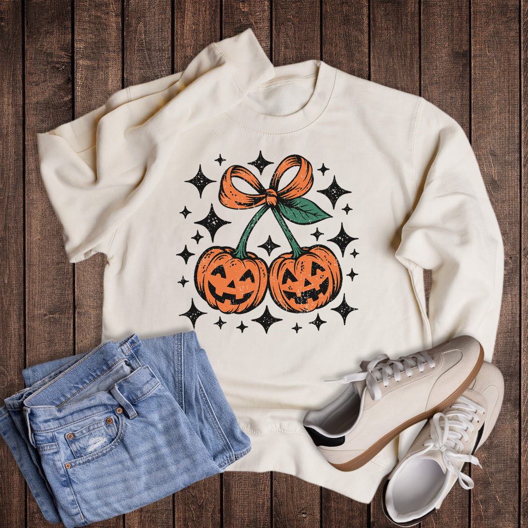 Halloween Coquette Pumpkin Cherries Sweatshirt