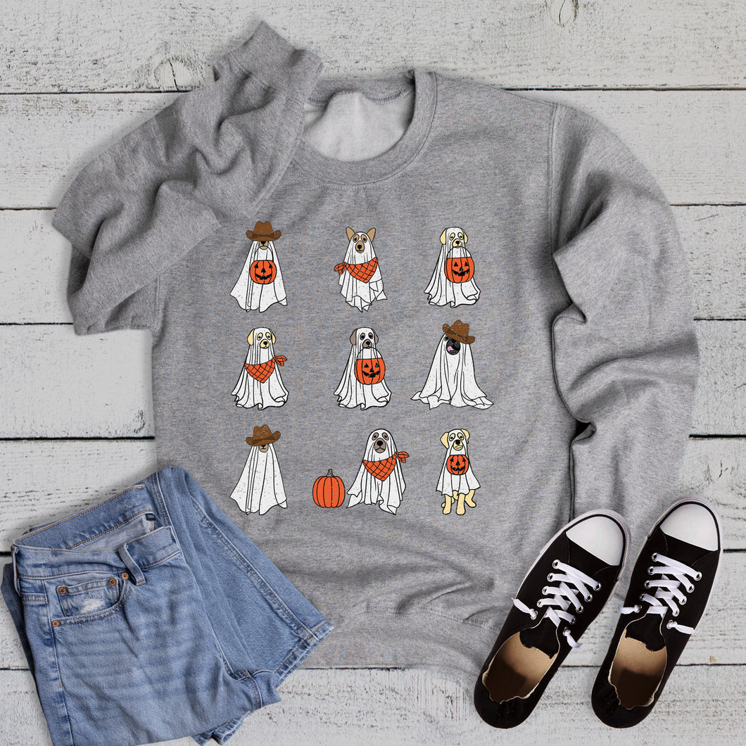Halloween Ghost Dogs Graphic Sweatshirt