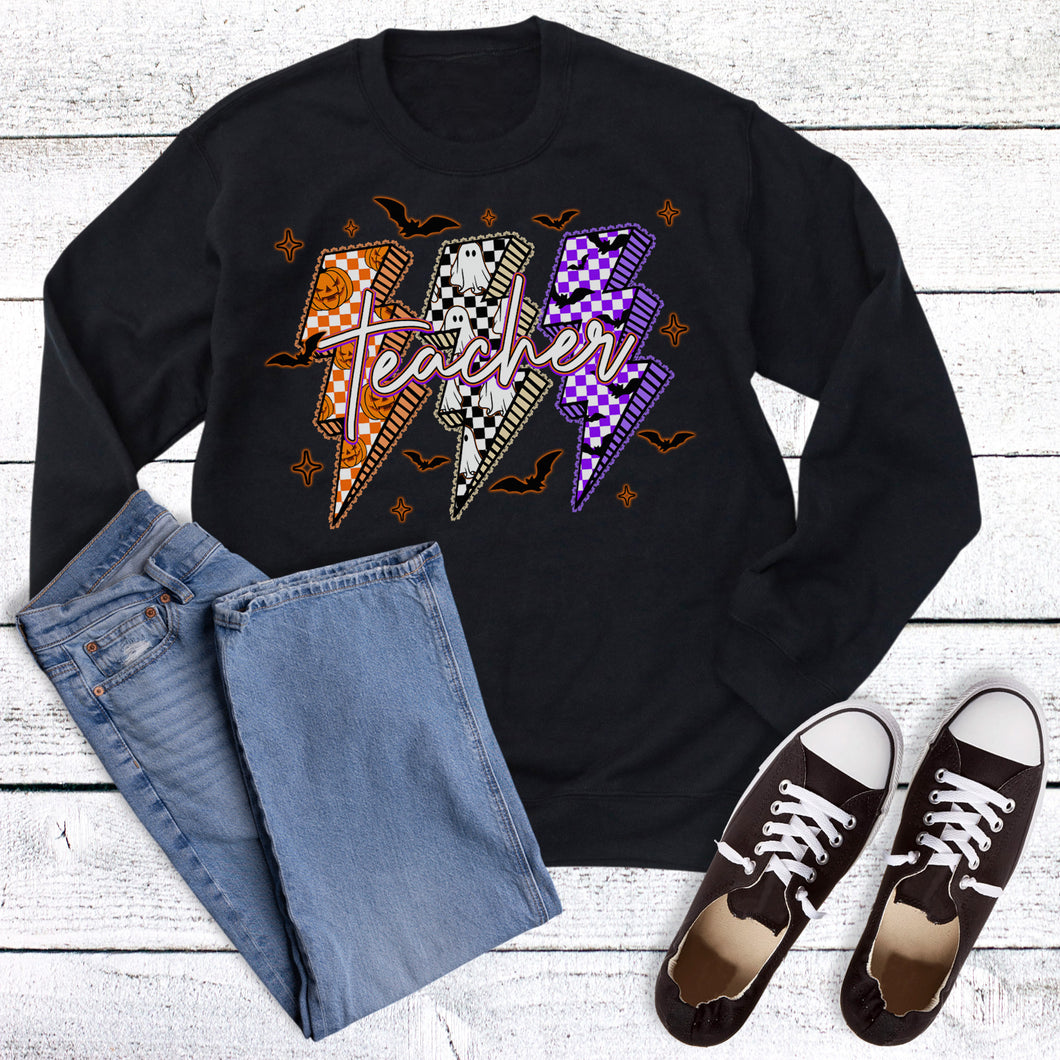 Halloween Teacher Lightning Bolts Sweatshirt