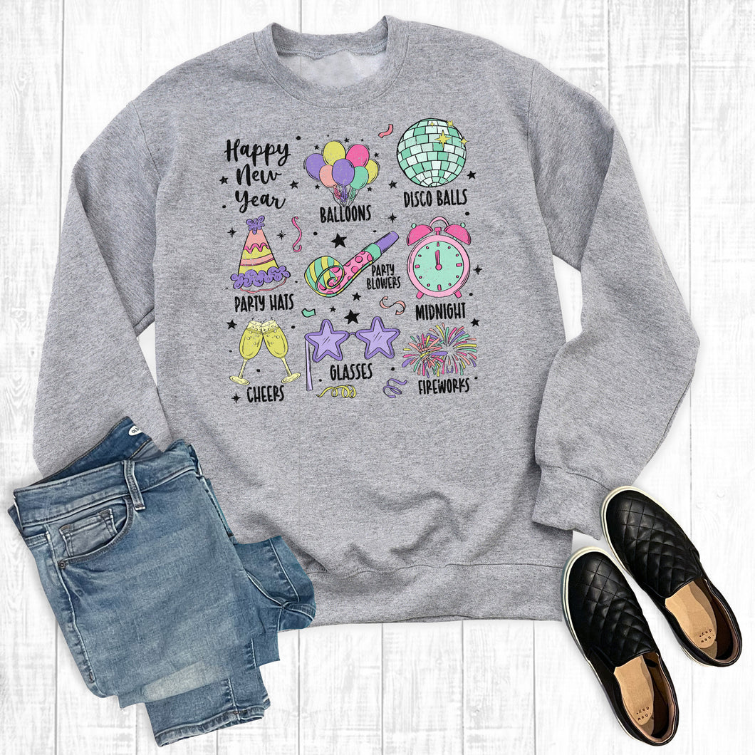 Happy New Year 2024 Doodles Sweatshirt