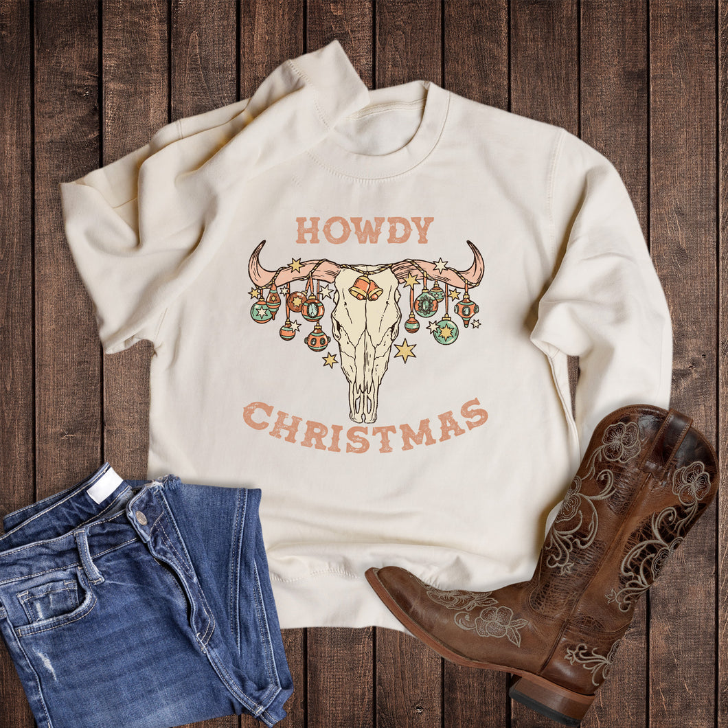 Howdy Christmas Cowskull Ornaments Sweatshirt