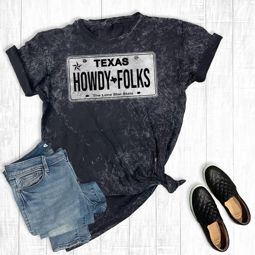 Howdy Folks Texas License Plate Mineral Wash