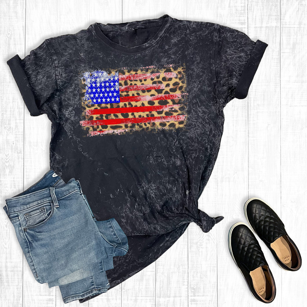 July 4th American Leopard Flag Mineral Wash