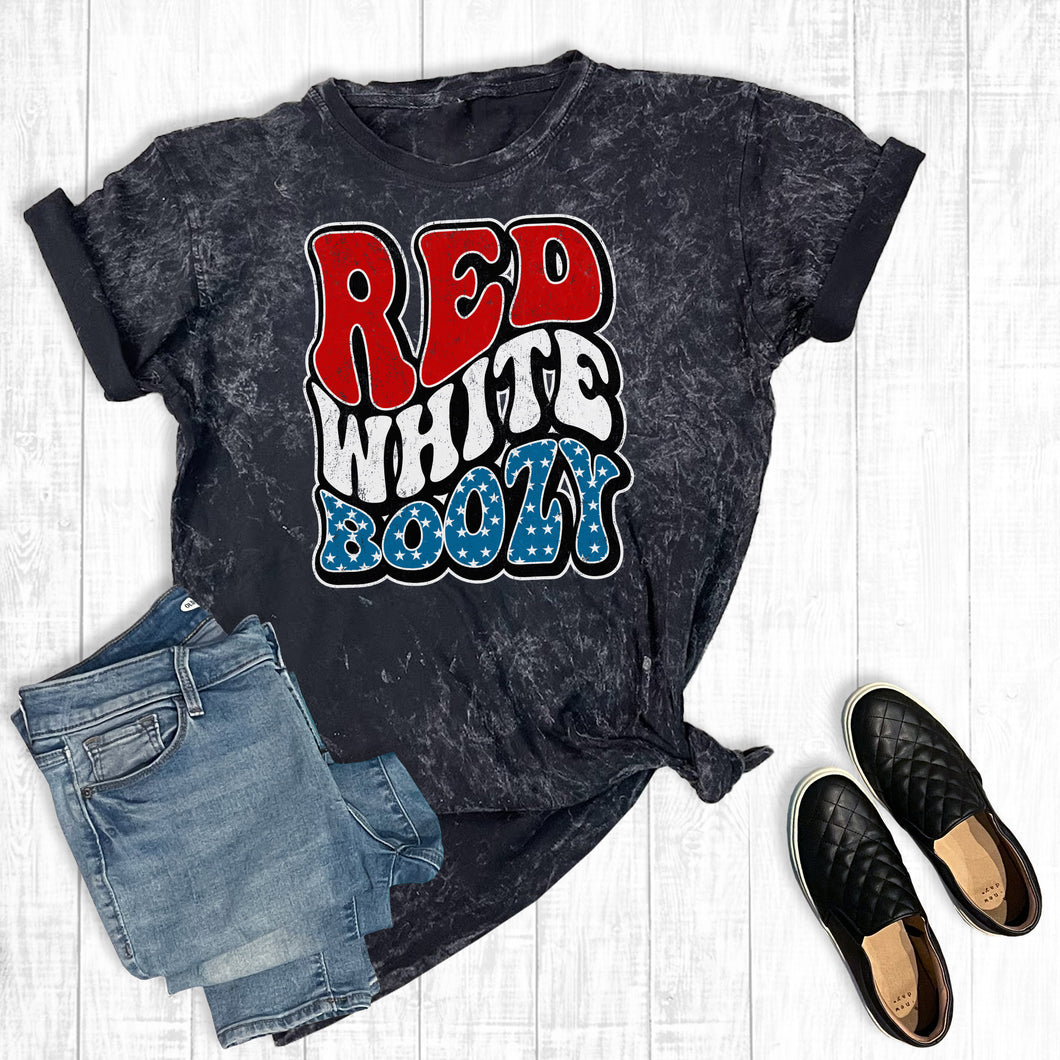 July 4th Retro Red White Boozy Mineral Wash