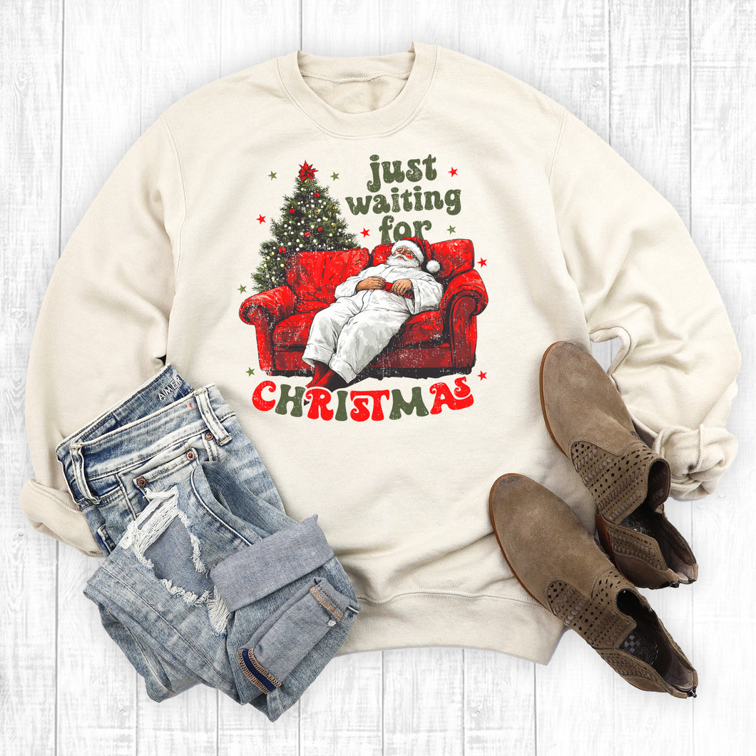 Just Waiting For Christmas Santa Sweatshirt