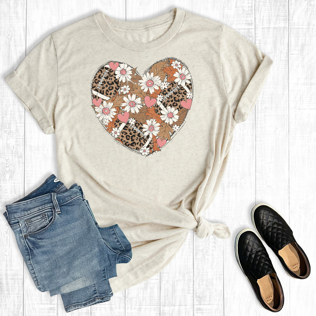 Leopard Football Floral Fall Heart