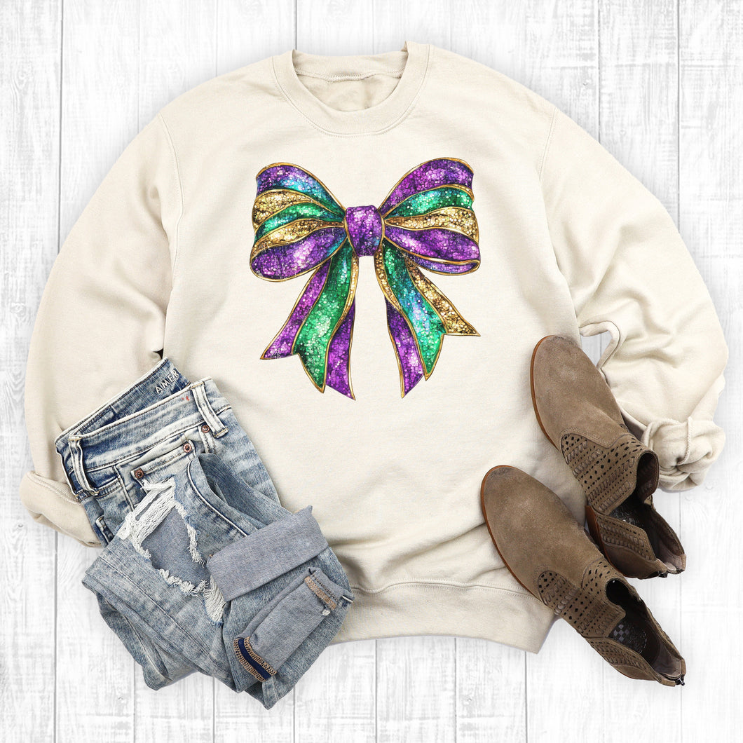 Mardi Gras Coquette Bow Sweatshirt