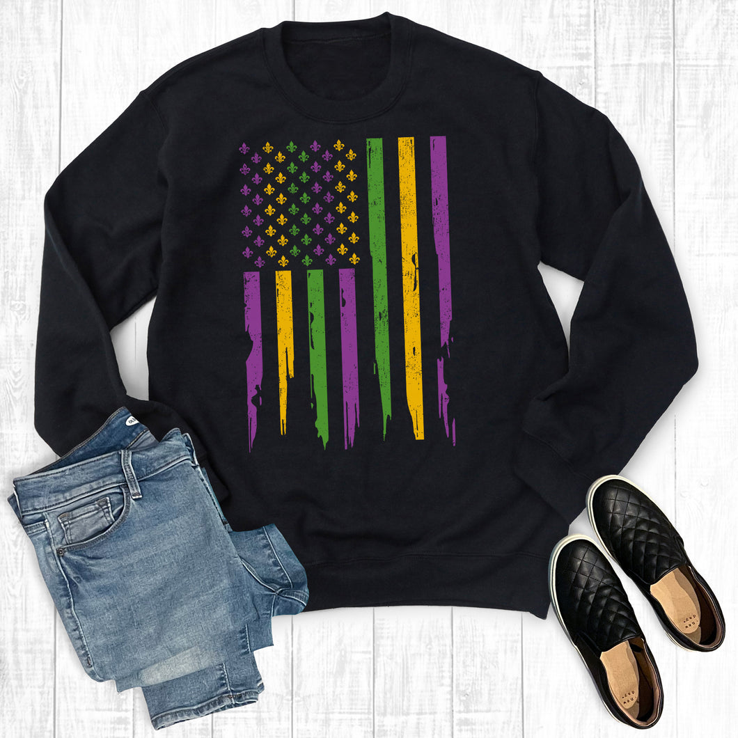 Mardi Gras Flag Sweatshirt