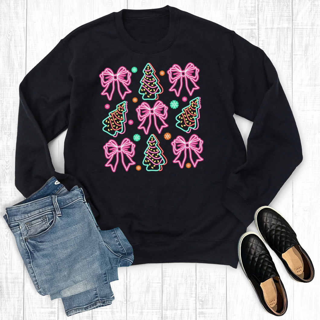 Neon Coquette Christmas Bows Sweatshirt