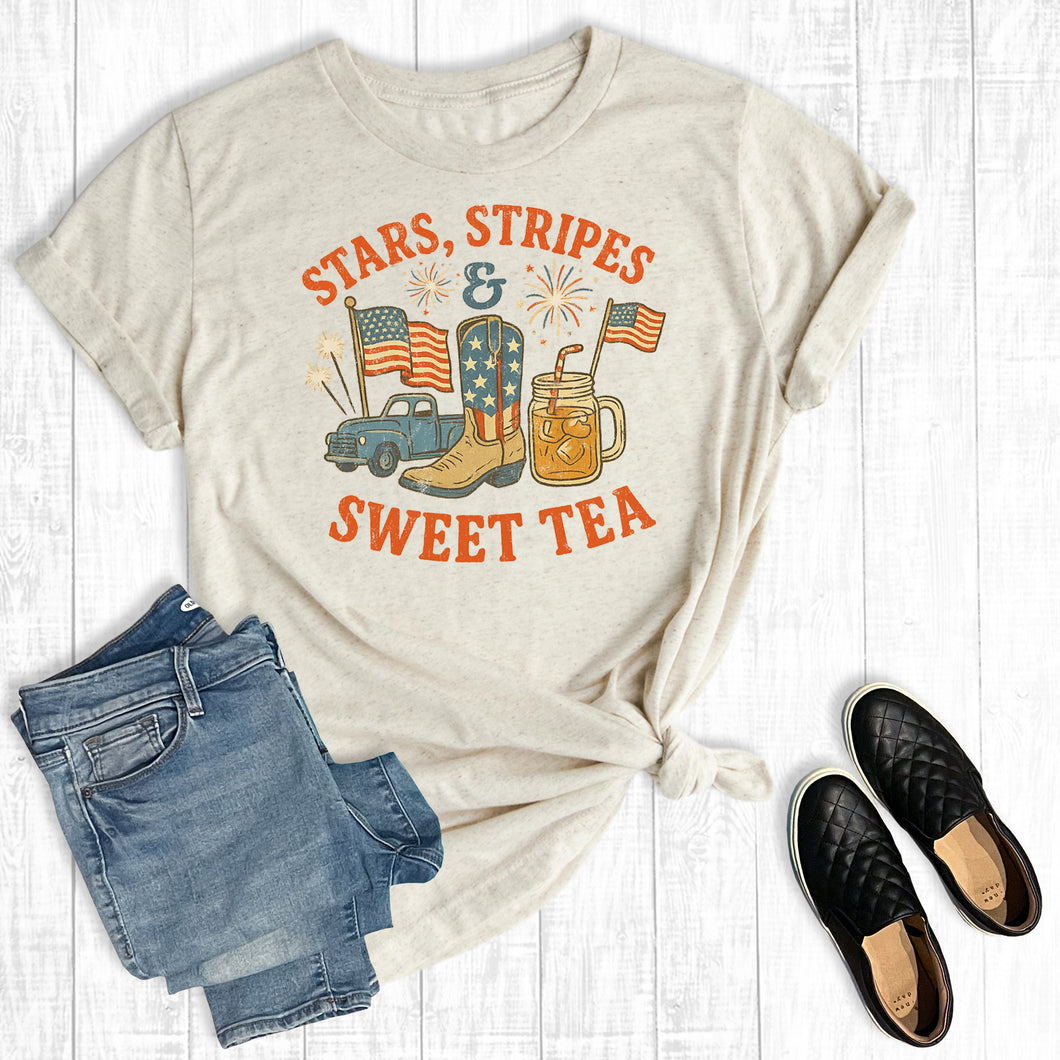 Retro 4th Of July Stars Stripes And Sweet Tea