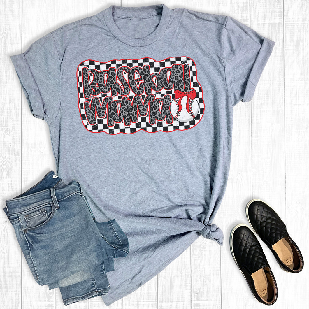 Retro Checkered Baseball Mama