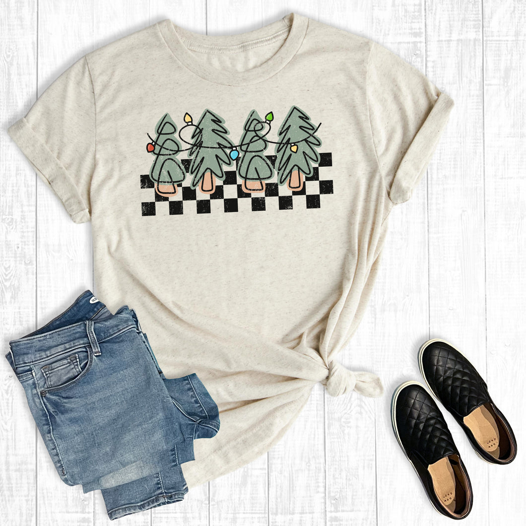 Retro Checkered Christmas Trees