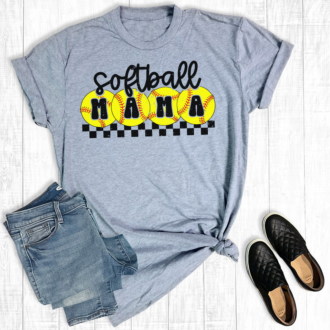 Retro Checkered Softball Mama