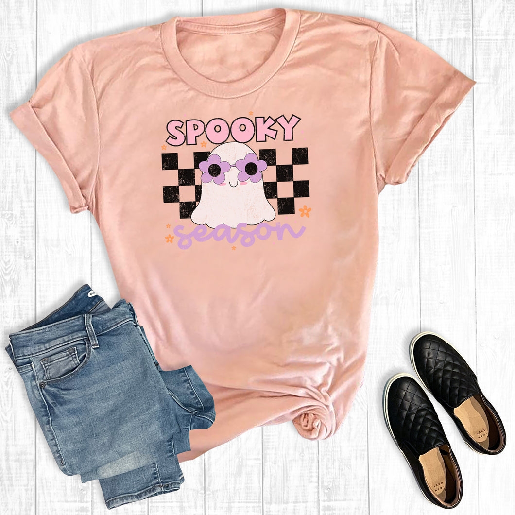 Retro Checkered Spooky Season Ghost