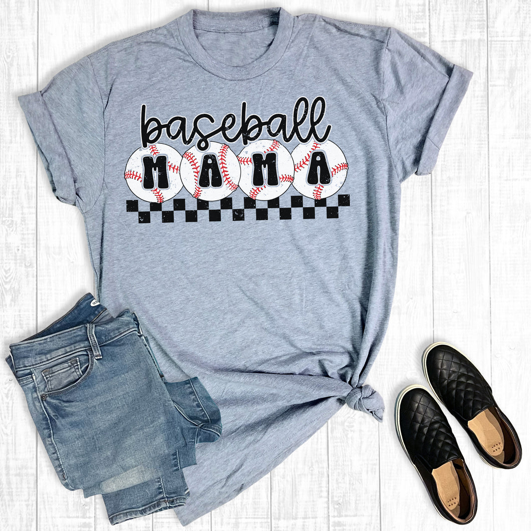 Retro Checkered Baseball Mama