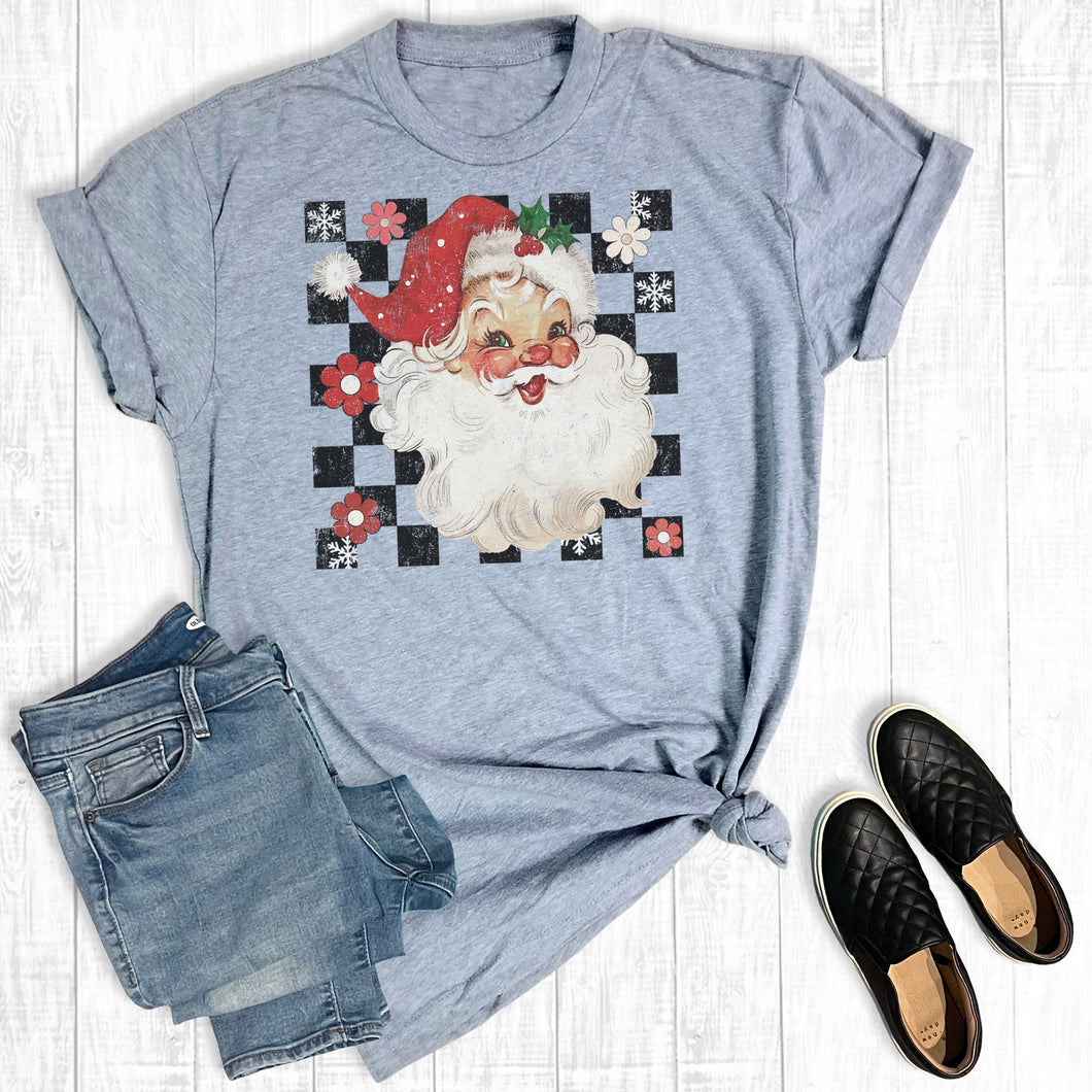 Retro Christmas Checkered Santa