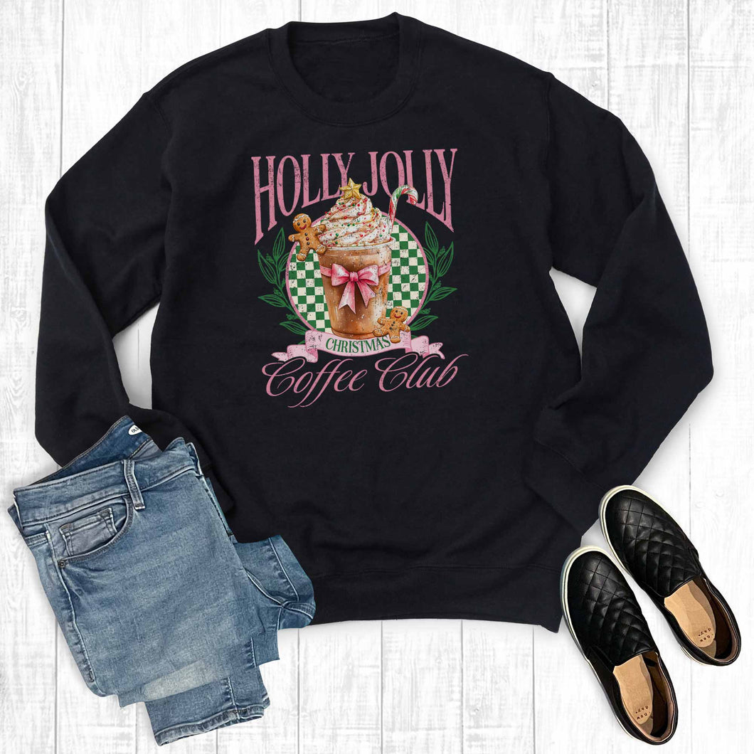 Retro Christmas Holly Jolly Coffee Club Sweatshirt