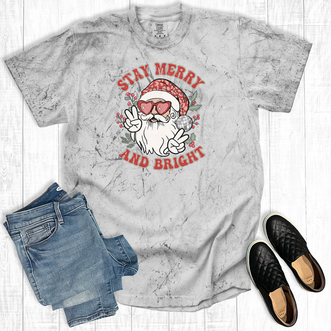 Retro Christmas Santa Stay Merry And Bright Comfort Colors