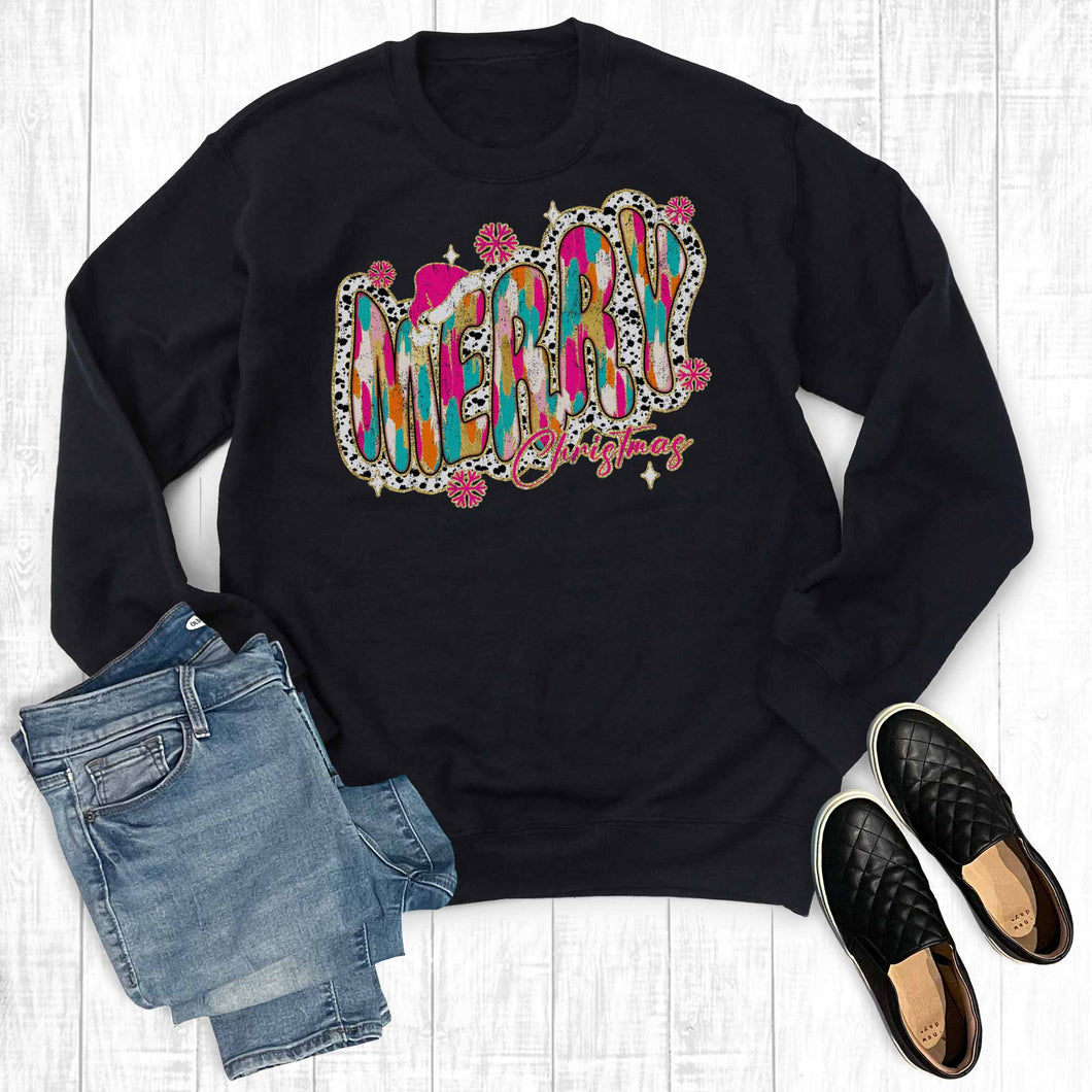 Retro Colorful Merry Christmas Sweatshirt