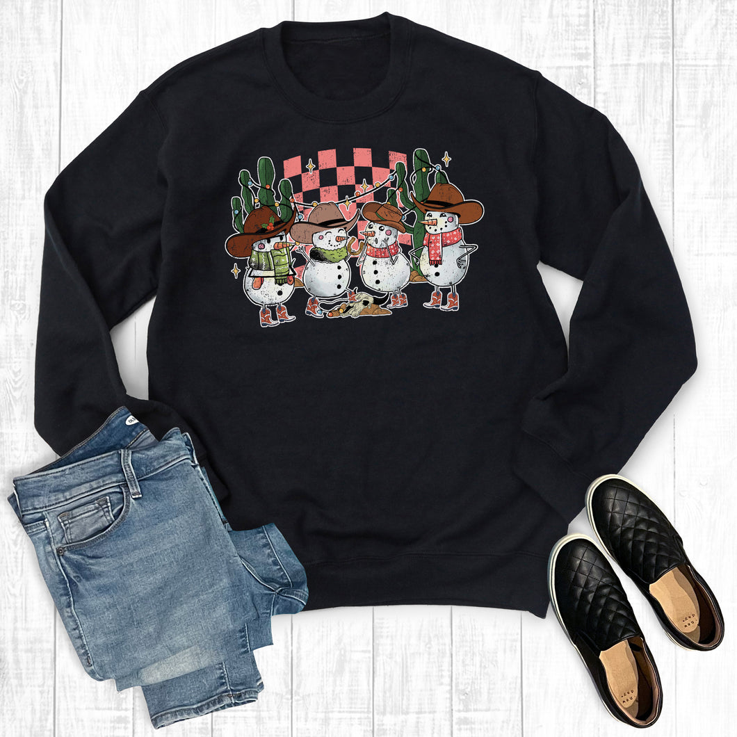 Retro Cowboy Christmas Snowmen Sweatshirt