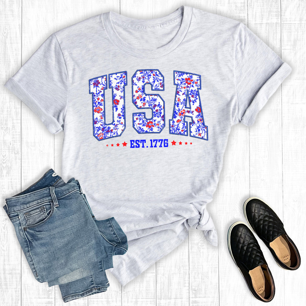 Retro Floral University USA