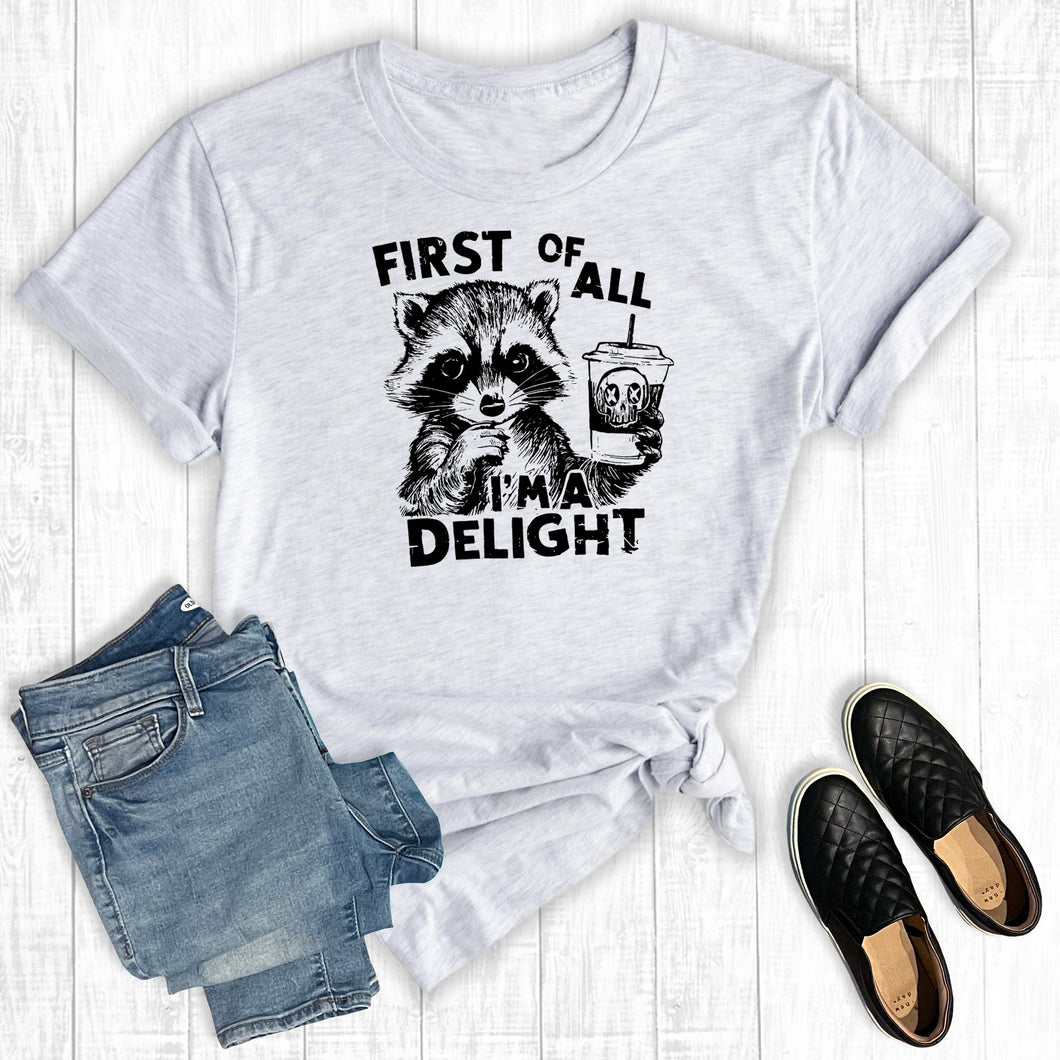 Retro Funny First I'm A Delight Raccoon