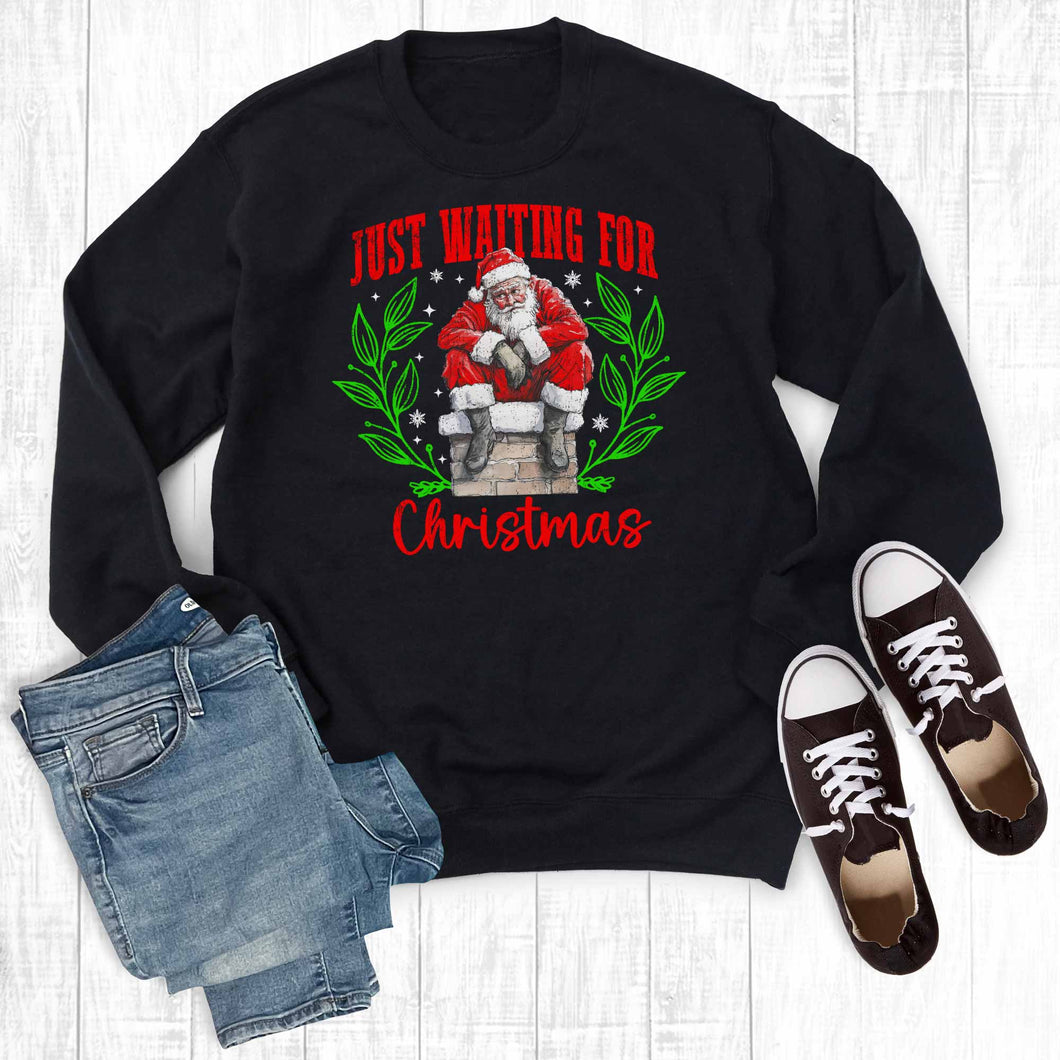 Retro Funny Just Waiting For Christmas Sweatshirt