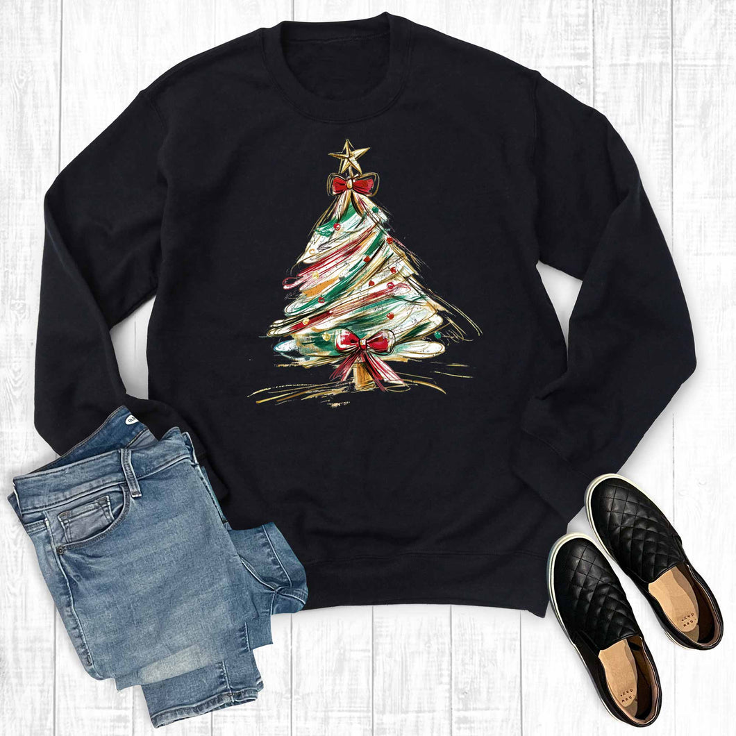 Retro Glittery Christmas Tree Sweatshirt