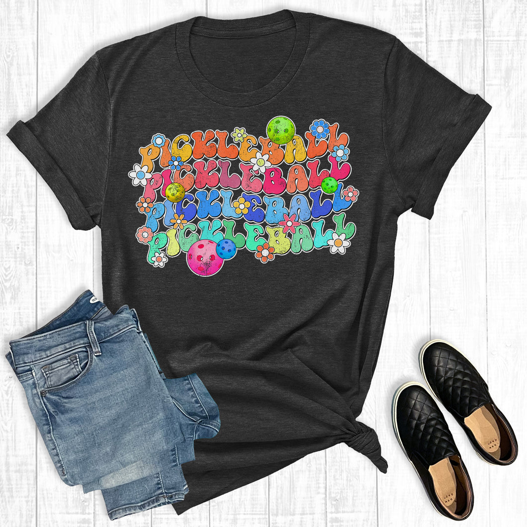 Retro Groovy Floral Pickleball