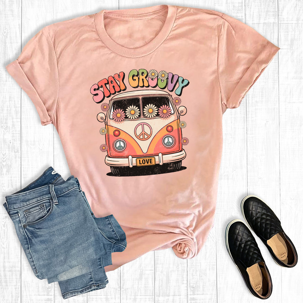 Retro Hippy Van Stay Groovy