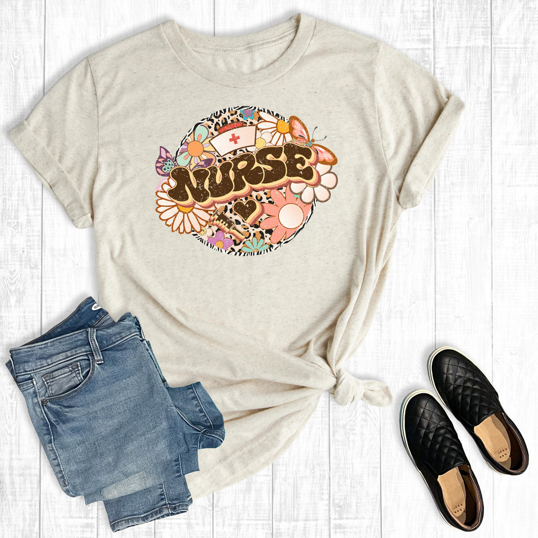 Retro Leopard Floral Nurse