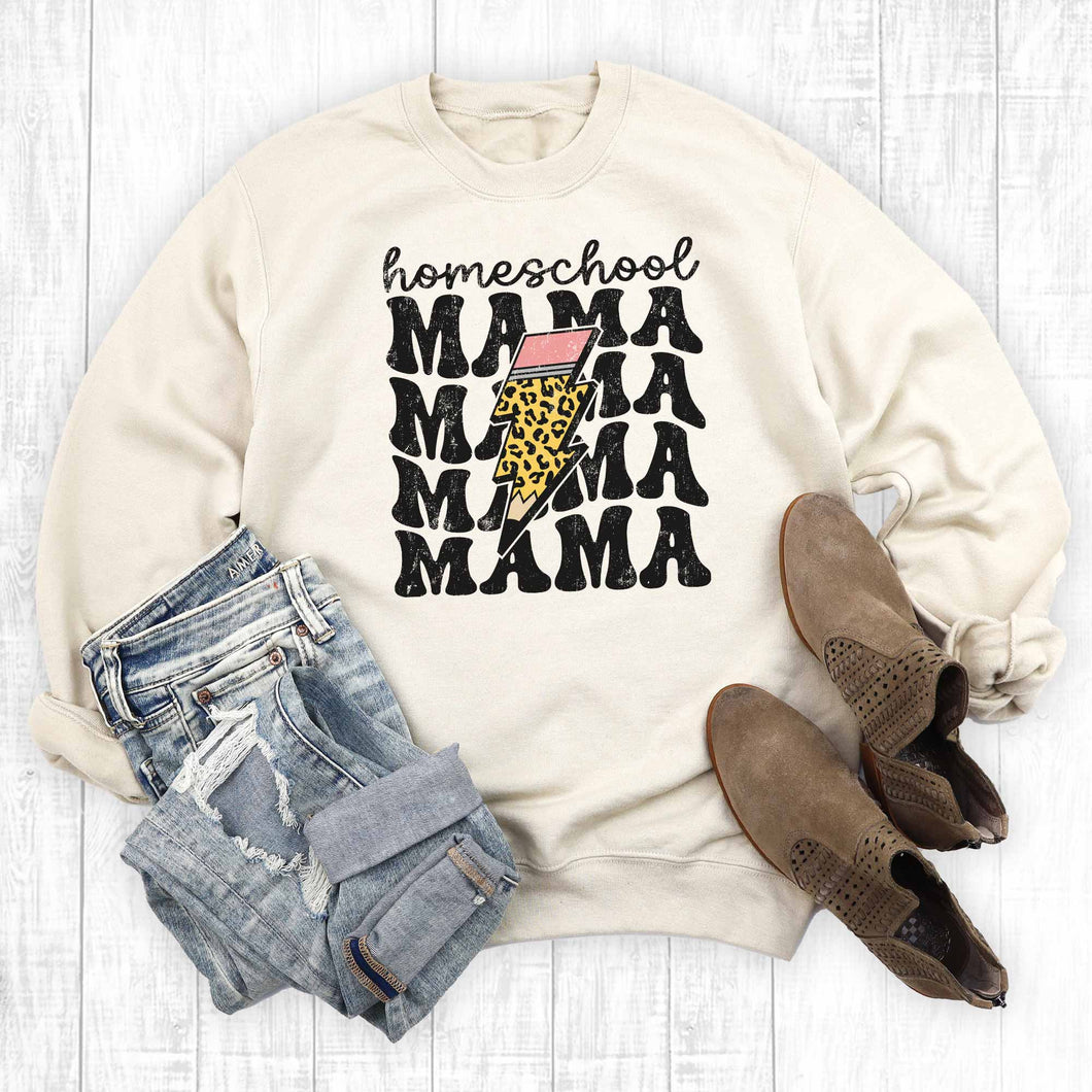 Retro Lightning Homeschool Mama Graphic Sweatshirt