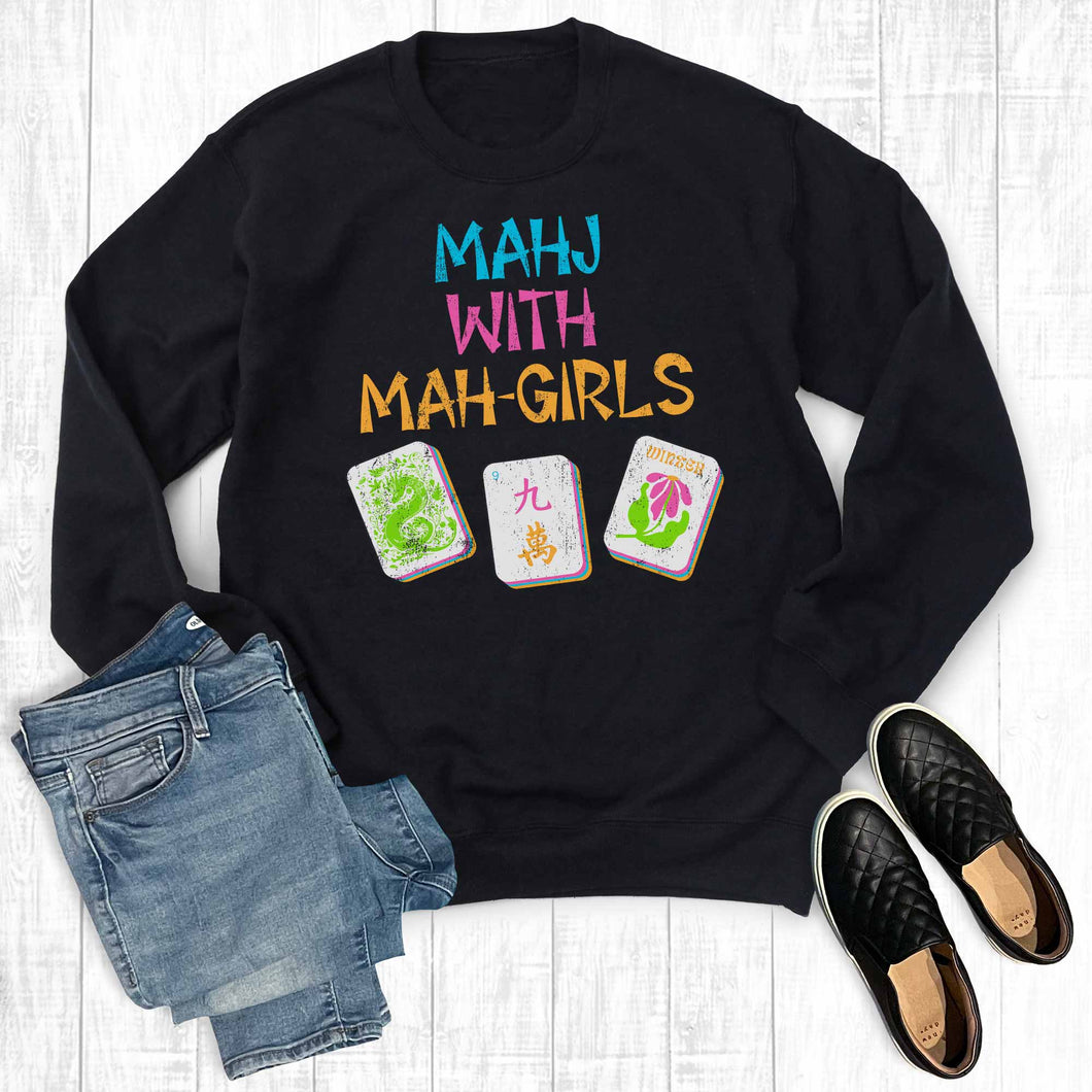 Retro Mahj with Mah Girls Graphic Sweatshirt