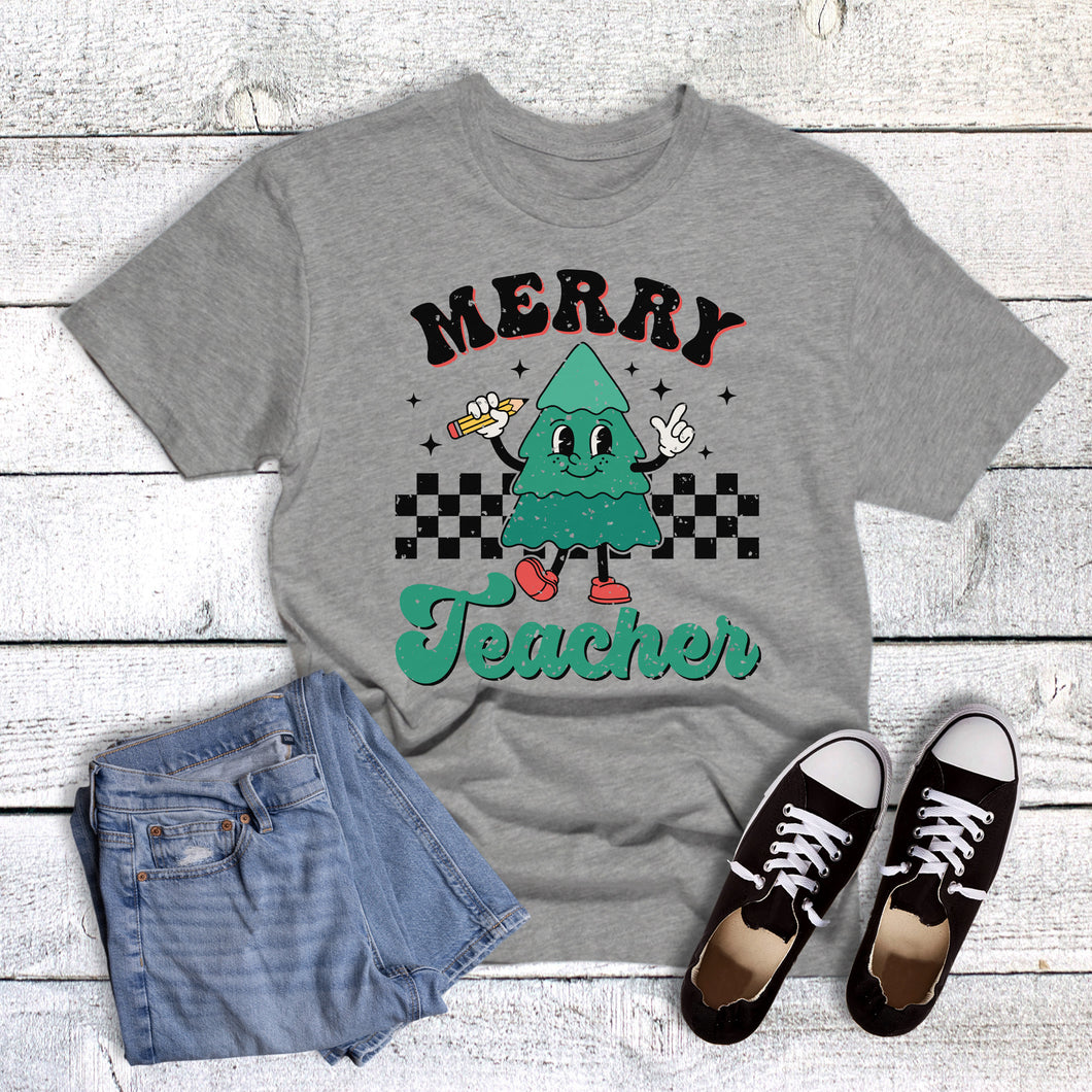 Retro Merry Teacher Tree