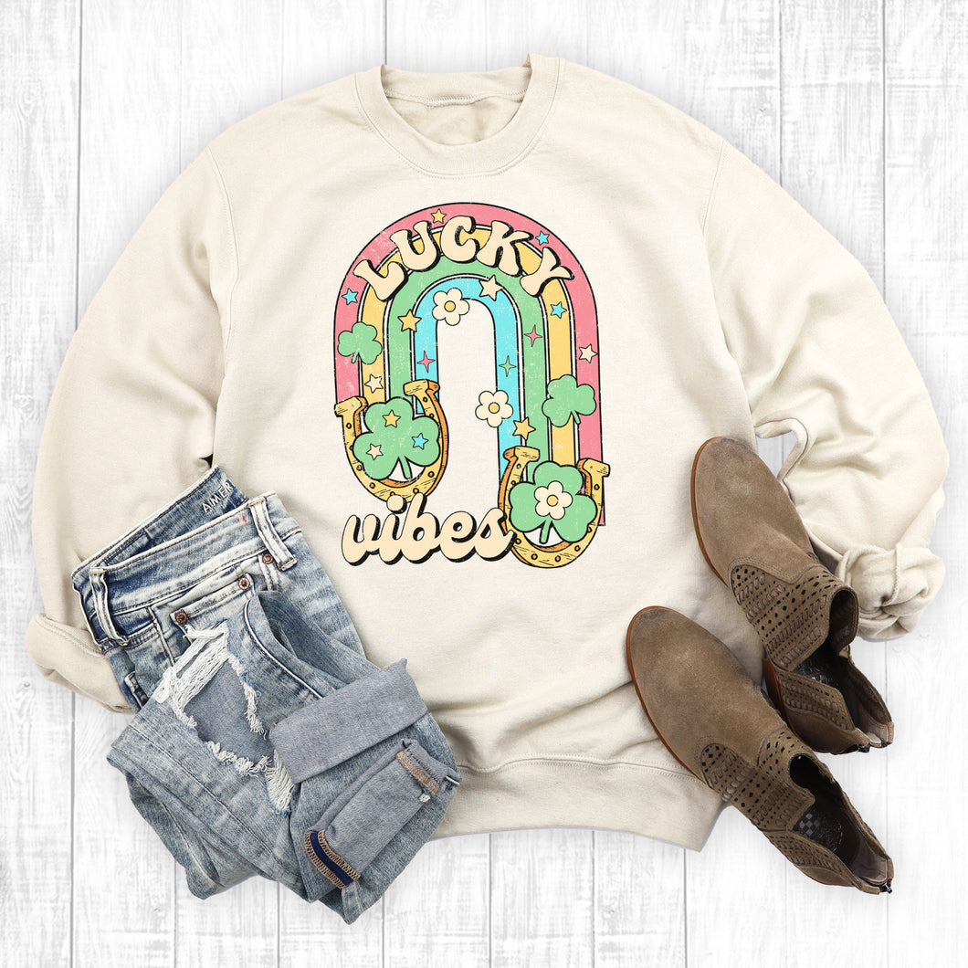 Retro St Patrick's Day Lucky Vibes Sweatshirt