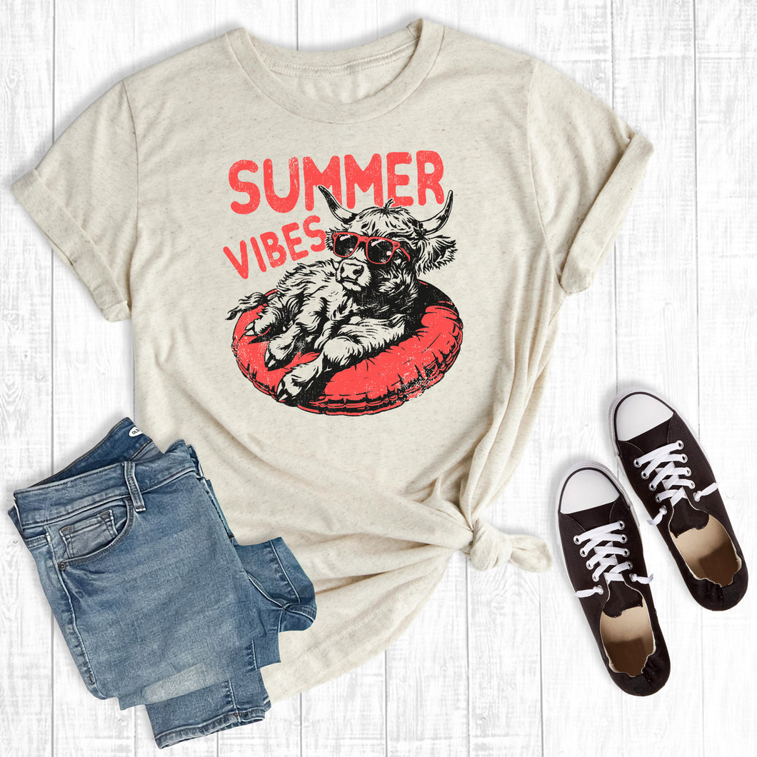 Western Summer Time Funny Highland Cow