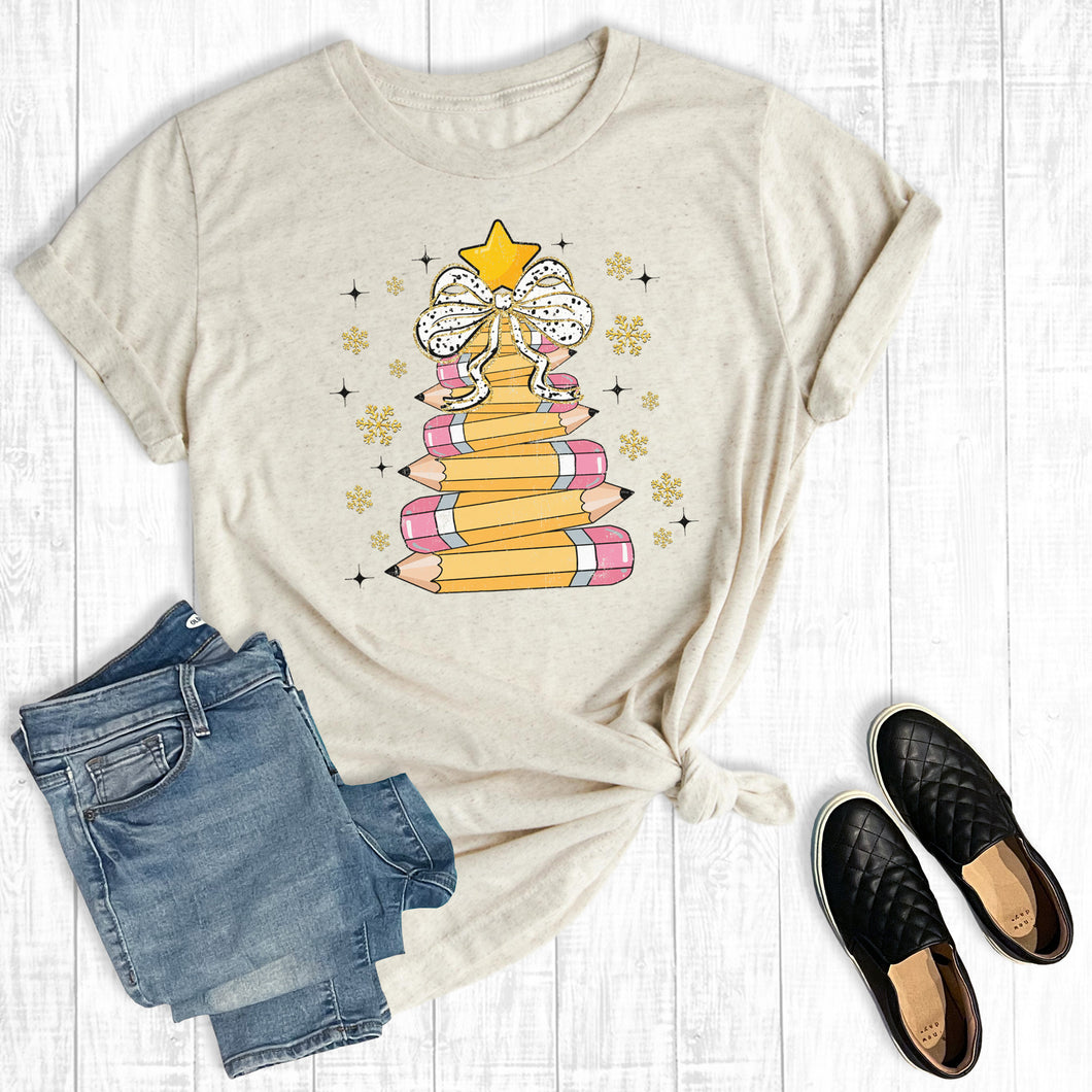 Retro Teacher Coquette Christmas Tree