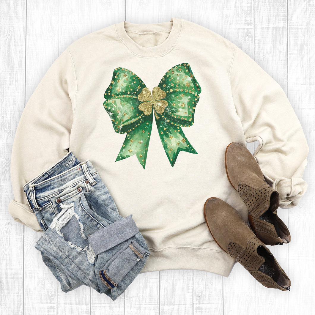 St Paddy's Day Coquette Bow Sweatshirt