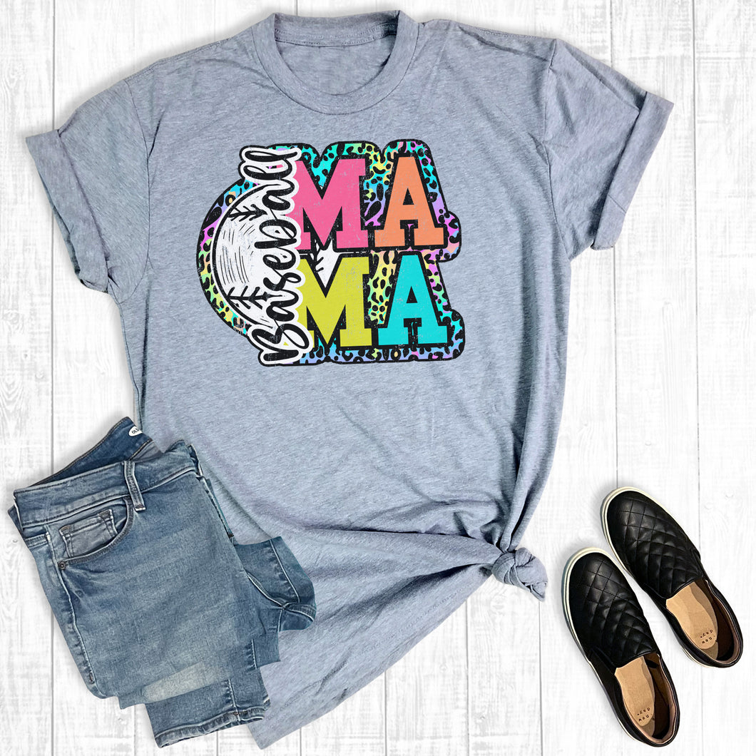 Tie Dye Leopard Baseball Mama