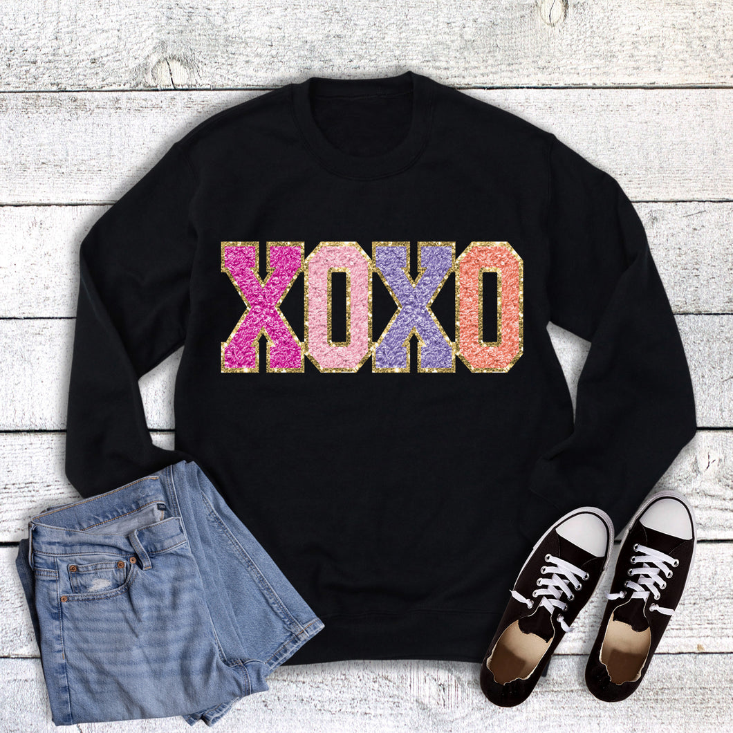 Valentine's Faux Chenille Patch XOXO Sweatshirt