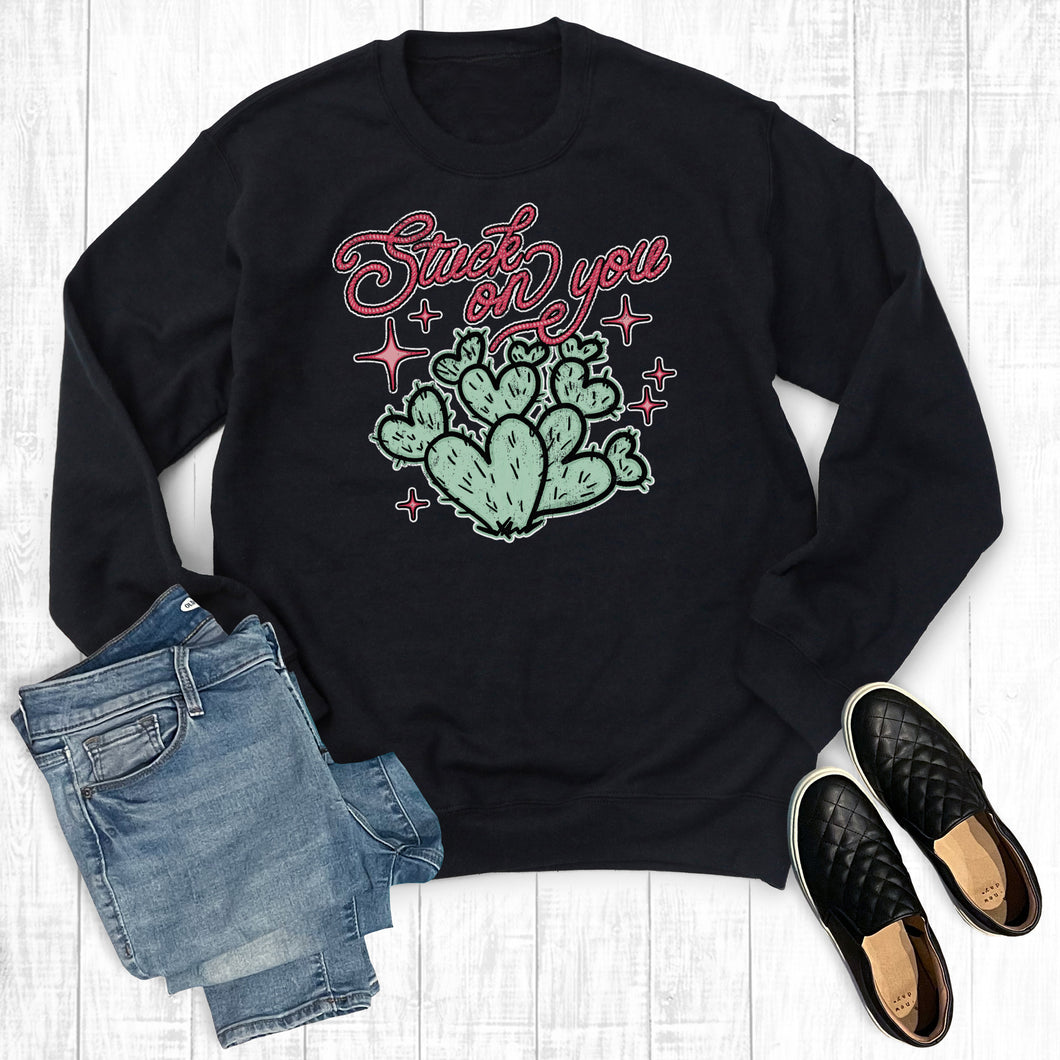 Valentine's Day Cactus Stuck On You Sweatshirt