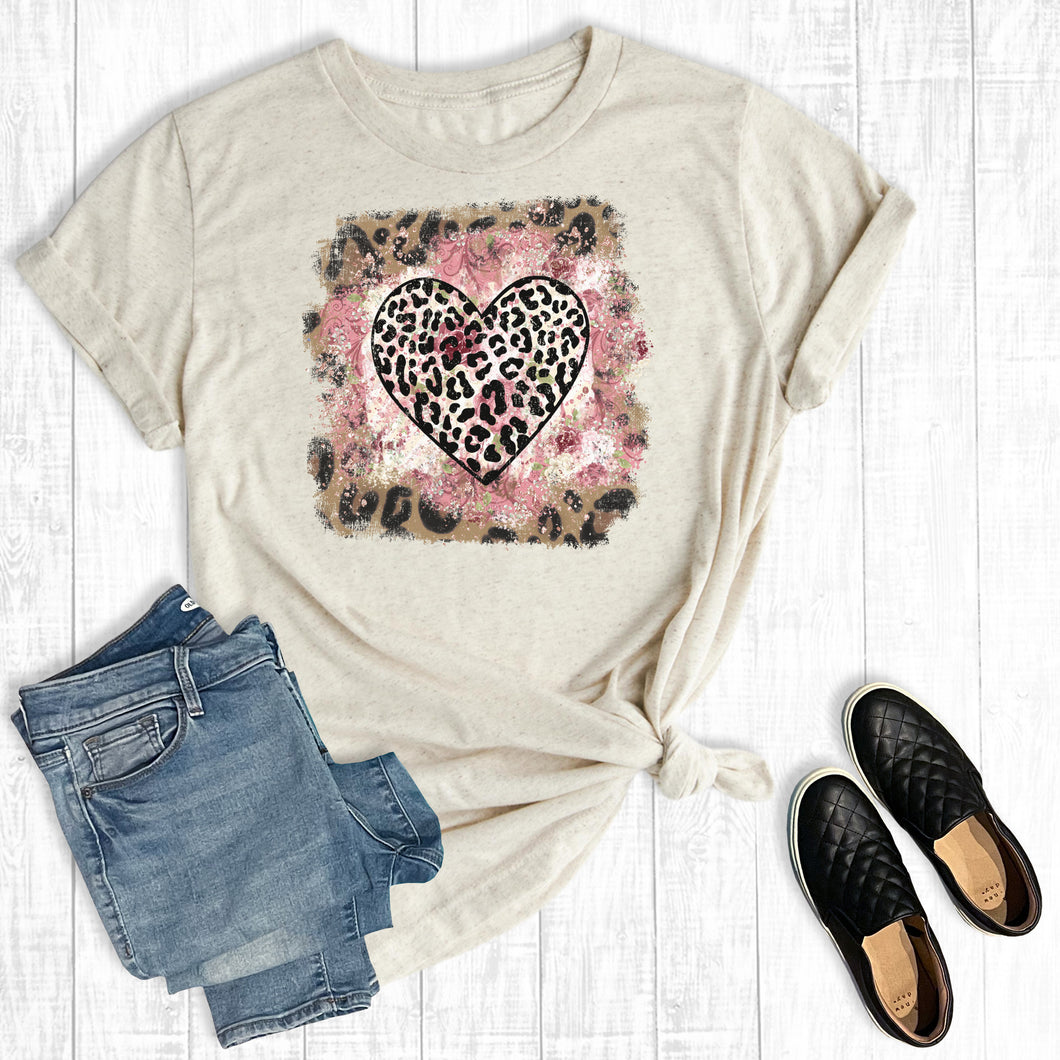 Valentine's Day Leopard Floral Heart